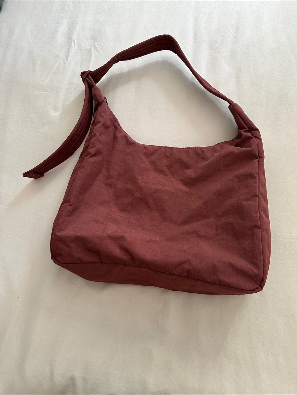 BAGGU Burgundy Shoulder Bag with Knotted Strap